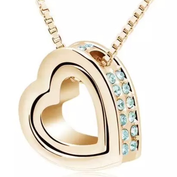 None Jewelry - (Last1) )Heart in heart necklace with crystal elements